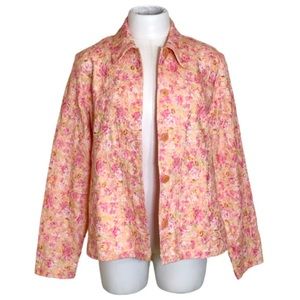 REBECCA MALONE Multicolor Floral Watercolor Button Front Jacket